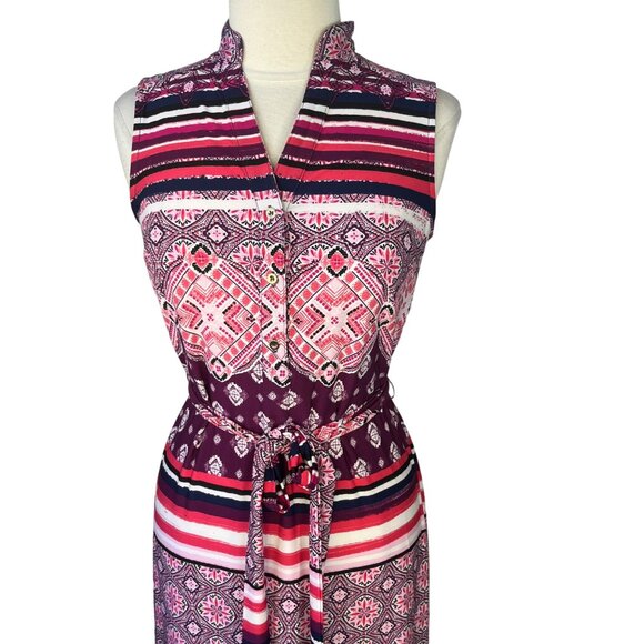 JM Collection Sleeveless Maxi Dress Size 4 Pink Purple New Belt - Picture 3 of 9